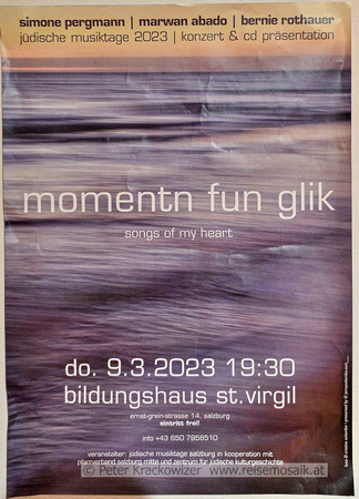 Plakat der CD Präsentation "Momentn fun glik" songs of my hear