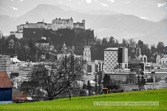 Blick auf die Stadt Salzburg von Maria Plain in Bergheim.