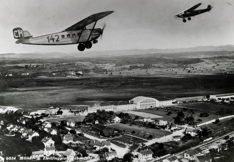 Flugplatz Dübendorf in der Schweiz in den 1920er-Jahren